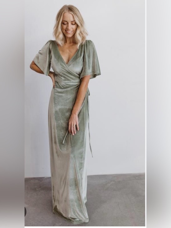 Baltic Born Dresses & Skirts - Baltic Born Meghan Velvet Dress Women Green Tru Wrap Maxi Soft Size Small